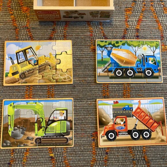 Melissa & Doug Wooden Puzzle Set Construction Vehicles - Picture 1 of 5
